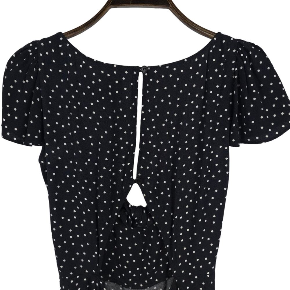 Reformation Elio Mini Dress Polka Dot Print Flutter Cap Sleeve - Picture 8 of 13